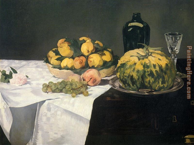Still Life with Melon and Peaches 2 painting - Edouard Manet Still Life with Melon and Peaches 2 art painting